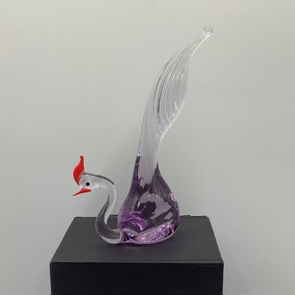 Art Glass Bird Hand Blown Purple/Lilac‎ Decorative Sculpture 5"H Collectible
